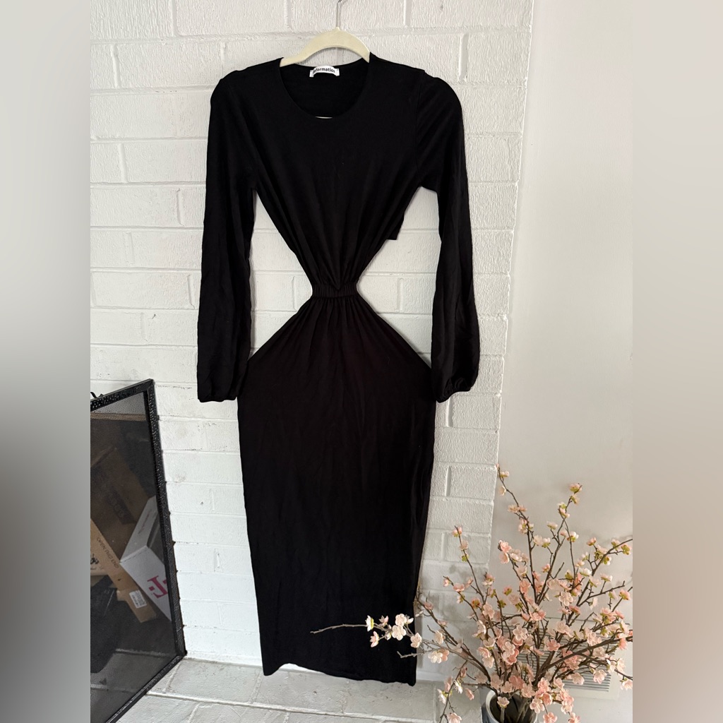 Reformation Black Open Back Tencel Spandex Blend Soft Maxi Dress